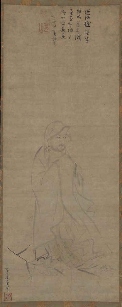 菩提达摩骑着芦苇过长江，1317年前。 作者 李耀夫