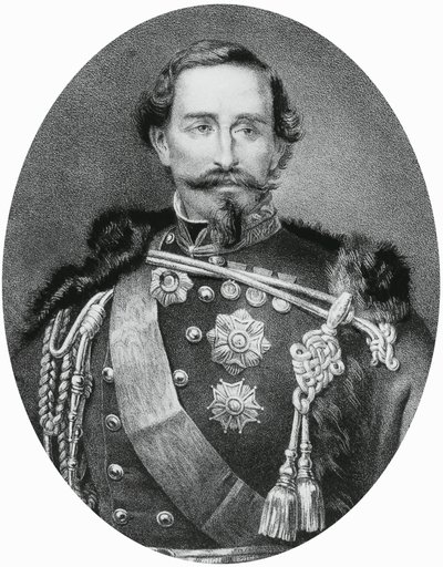 阿方索·费雷罗·德拉·马尔莫拉 (1804-1878) 的肖像，意大利将军和政治家，雕刻 作者 未知未知
