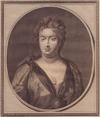 英国女王安妮·斯图尔特 (1665-1714) 的肖像，铜版画，由约翰·戈尔达 (John Goldar，1729-1795) 绘制，由 G Kneller 绘制 作者 未知未知