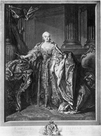 伊丽莎白彼得罗夫娜 (1709-1761) 的肖像，俄罗斯皇后从 1741 年到她去世，雕刻 作者 未知未知