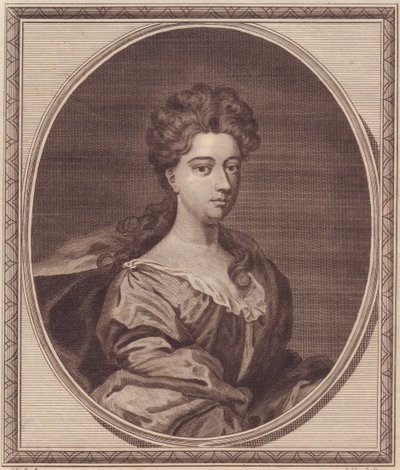 曼彻斯特公爵夫人格雷维尔·多丁顿 (1672-1720) 的肖像，约翰·戈尔达 (1729-1795) 的铜版画，来自 G Kneller 的绘画 作者 未知未知
