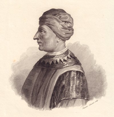 意大利军事领袖坎-弗朗西斯科-德拉-斯卡拉（Can Francesco della Scala）的肖像，也被称为坎格朗德一世（1291-1329），由尤金尼奥-西尔维斯特里铜版画。 作者 未知未知
