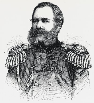 俄罗斯将军尼古拉-奥布鲁切夫（1830-1904）的肖像，雕版画 作者 Unbekannt Unbekannt