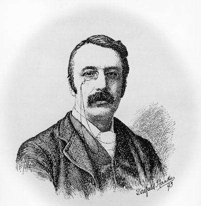 查尔斯·维利尔斯·斯坦福爵士 (1852-1924) 的肖像，爱尔兰作曲家和指挥家，多罗菲尔德·哈代 (1853-1937) 绘制后雕刻 作者 未知未知