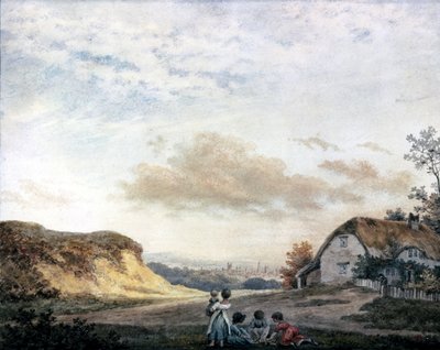 Rural landscape by Luke Howard with children playing by a cottage, c 1808-1811 作者 未知未知
