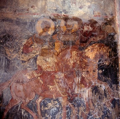 马背上的圣徒，教堂里的壁画，科米塔斯，克里特岛，希腊（照片） 作者 Unbekannt Unbekannt