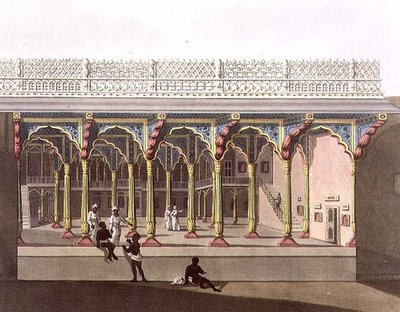 班加罗尔Tippoo宫殿的西面，板块10来自《迈索尔王国的风景画》，由Joseph Constantine Stadler（fl.1780-1812）雕刻，由Edward Orme（1774-c.1820）出版，1804（水印）。 作者 詹姆斯中尉（后）亨特