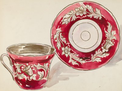 杯子和碟子，约1936年。 作者 莉莲·考西
