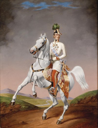 奥地利弗朗茨-约瑟夫一世在马背上的画像，1855年 作者 礼来金
