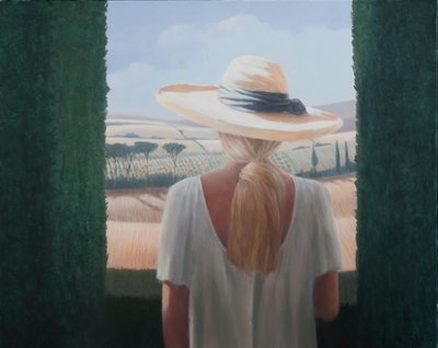 女孩，后视图，托斯卡纳，2012年（丙烯画布） 作者 Lincoln Seligman