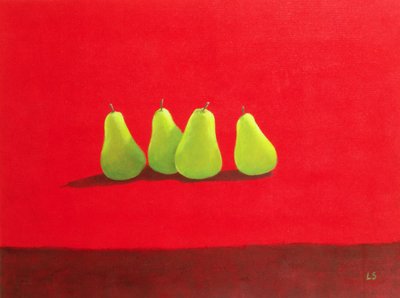 红布上的梨 作者 Lincoln Seligman