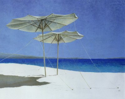遮阳伞，希腊，1995年（纸上丙烯酸） 作者 Lincoln Seligman