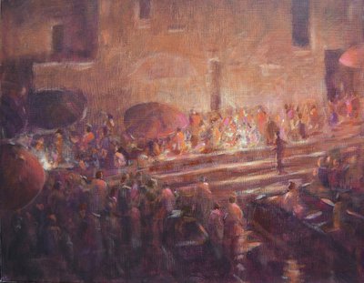 Varanasi steps at night 作者 林肯·塞利格曼