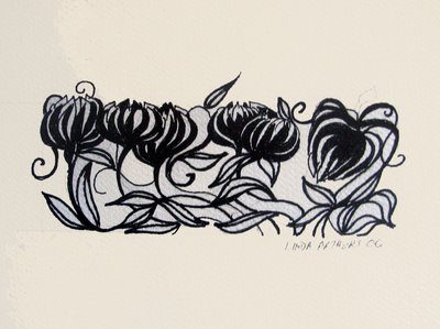 鳄鱼花》，2014 年（钢笔和墨水） 作者 琳达·亚瑟（Linda Arthur）