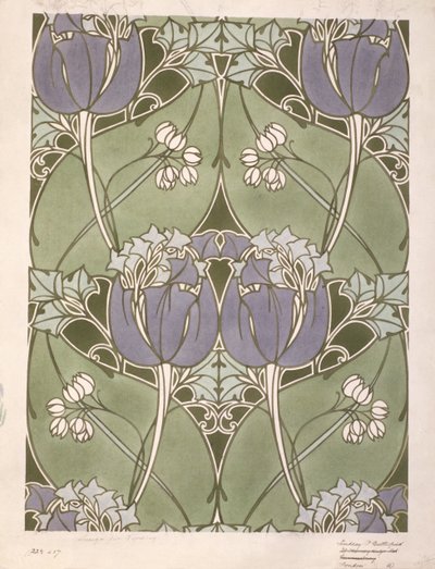 花卉纺织品设计，约 1905 年（纸面水彩画） 作者 林赛·P·巴特菲尔德