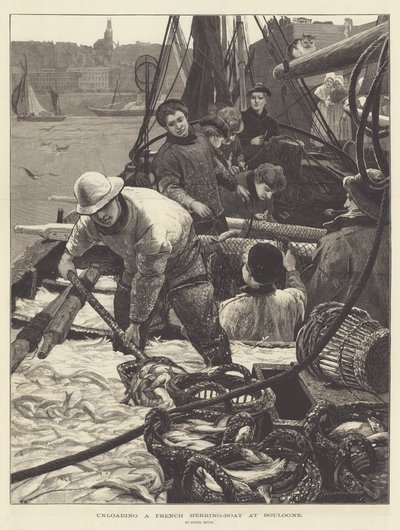 在布洛涅卸载法国鲱鱼船 作者 Lionel Percy Smythe