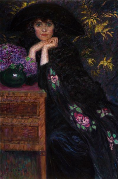 女人图 维奥莱特的肖像，1920年。 作者 莱昂内