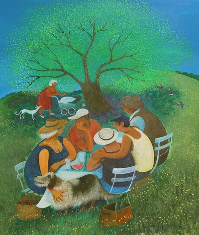 Family Picnic, 2018 (acrylics on paper) 作者 丽莎·格拉·詹森