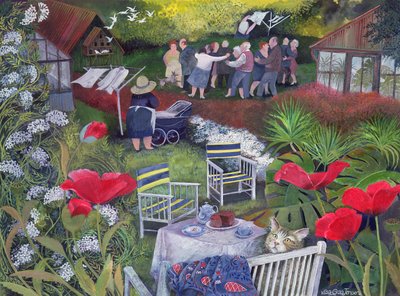 邻里守望派对，1995年（丙烯酸墨水，水粉） 作者 丽莎·格拉·詹森