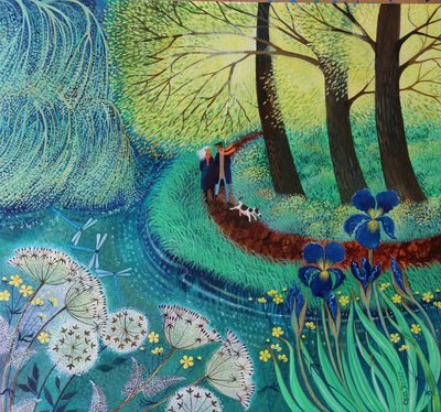 River Wey walk, 2017,(acrylics on paper) 作者 丽莎·格拉·詹森