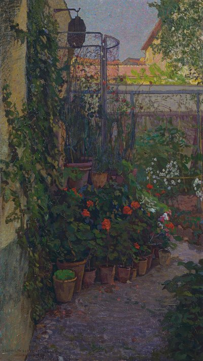 三联画或盛开的花园（侧板）1907 作者 莱维琳·劳埃德（Llewelyn Lloyd）