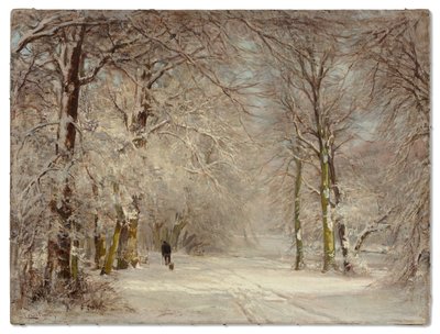 冬天被雪覆盖的小路（布面油画） 作者 Lodewijk Frederik Hendrik (1850-1936) 阿波尔