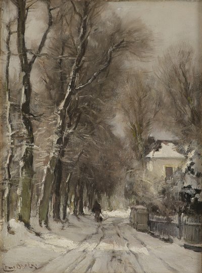 冬天被雪覆盖的小路（油画） 作者 Lodewijk Frederik Hendrik (1850-1936) 阿波尔