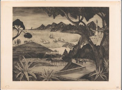 科西嘉岛海湾山风景 科西嘉岛（原标题） 作者 Lodewijk Shelfhout（艺术家签名）