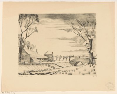 冬景中的农舍
Hiver en Hollande III（原标题） 作者 Lodewijk Shelfhout（艺术家签名）