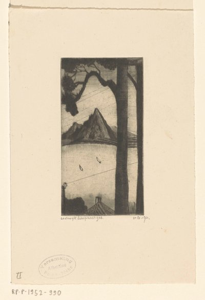 科西嘉岛风景 Les Sapins Corses（原标题） 作者 Lodewijk Shelfhout（艺术家签名）