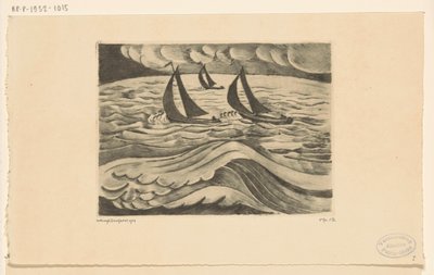 海上风暴中的三艘帆船
暴风雨》（原标题） 作者 Lodewijk Shelfhout（艺术家签名）