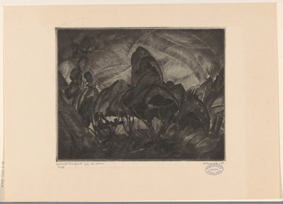 有树木的丘陵景观 Les Arbres（物体上的原始标题） 作者 Lodewijk Shelfhout（艺术家签名）
