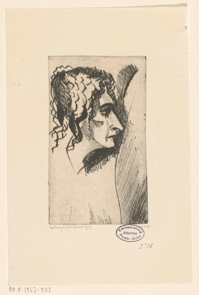 一个女人的头 Tête de femme IV（原标题） 作者 Lodewijk Shelfhout（艺术家签名）