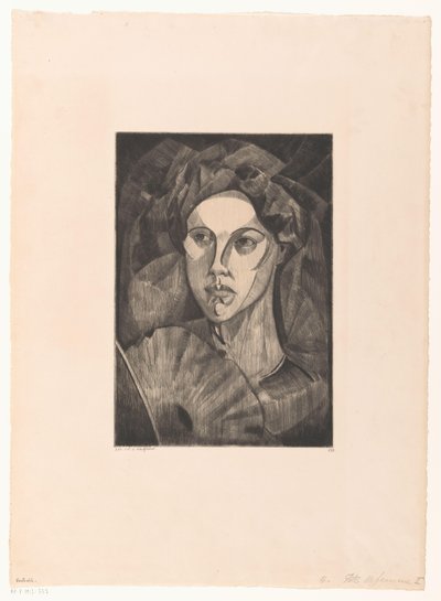 一个女人的头 Tête de femme I（原标题） 作者 Lodewijk Shelfhout（艺术家签名）