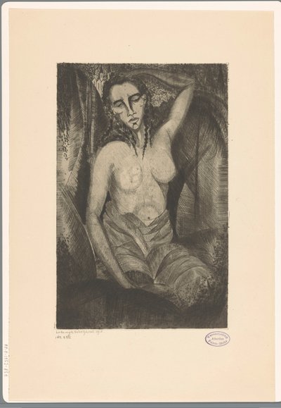 坐着的女人 Femme assise（原标题） 作者 Lodewijk Shelfhout（艺术家签名）