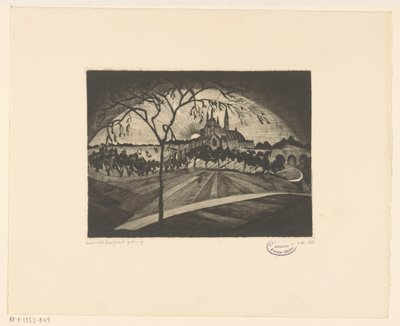 日落 Coucher de soleil（物体上的原始标题） 作者 Lodewijk Shelfhout（艺术家签名）