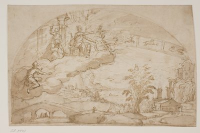 阿波罗高踞云端，俯瞰广阔大地，身后是十二生肖 作者 洛德维克（Ludewijk）脚趾
