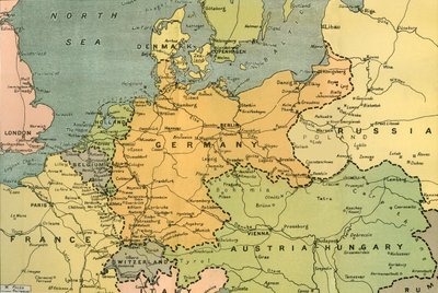 中欧地图，显示主要战区》，1919年。 作者 伦敦地理学院