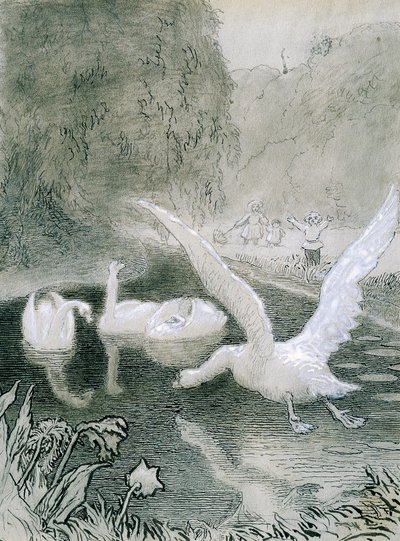 丑小鸭》，洛伦茨-弗罗里希（1820-1908 年）为安徒生（1805-1875 年）的童话创作的插图 作者 洛伦斯·弗洛里奇（Lorens Frolich）