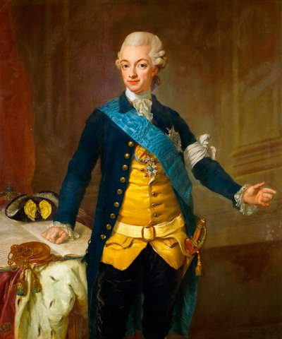 “”瑞典国王古斯塔夫三世肖像（1771-1792）“”（瑞典古斯塔夫三世肖像）洛伦兹二世帕施（1733-1805）绘画 作者 Lorens the Younger Pasch