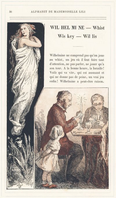 Wilhelmine, Whist, Wiskey, Willis, 第 36 页 - L. Froelich 和一位父亲（Hetzel 本人）所著的 Alphabet of Mademoiselle Lili。Bibliotheque  Magasin d