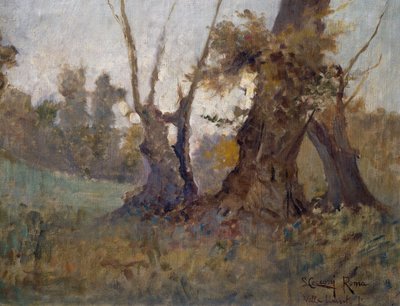 博尔盖塞别墅，洛伦佐·切科尼（Lorenzo Cecconi，1863-1947）创作，布面油画。 意大利，20世纪。 作者 洛伦佐·切科尼