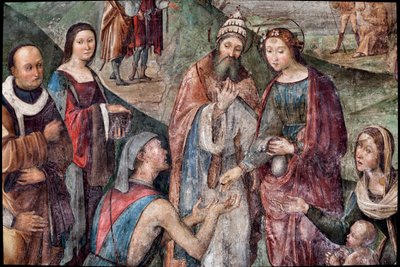 Saint Cecilia gives her possessions to the poors, detail (fresco 作者 洛伦佐·科斯塔（Lorenzo Costa）