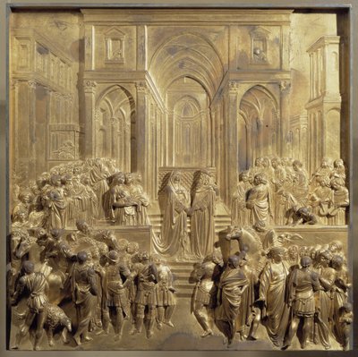 所罗门王与示巴女王会面。天堂之门的原始面板 作者 Lorenzo Ghiberti
