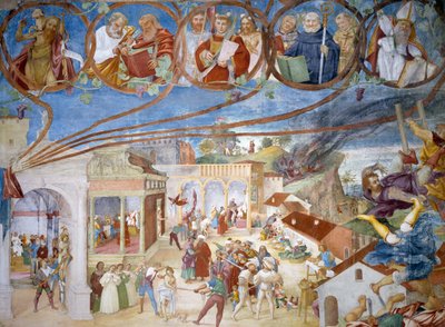 圣芭芭拉殉难，圣芭芭拉故事的细节 作者 洛伦佐·乐透（Lorenzo Lotto）