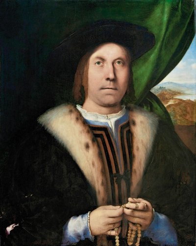 一个念珠的男人的肖像，大约1515年至1520年。 作者 洛伦佐·乐透（Lorenzo Lotto）