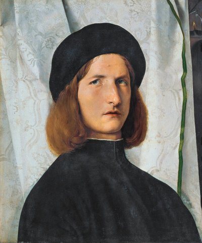 带灯的年轻男子的画像，1508年 作者 洛伦佐·乐透（Lorenzo Lotto）