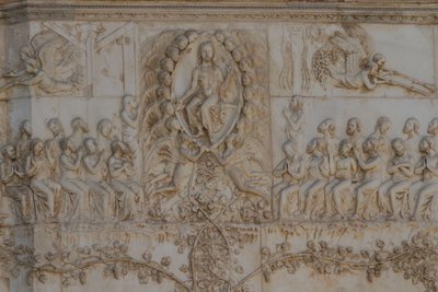 最后审判的场景，启示录的故事，Lorenzo Maitani（1275-1330 之前）和助手的浅浮雕，第四根支柱，意大利翁布里亚奥维多大教堂的正面 作者 洛伦佐·迈塔尼（Lorenzo Maitani）