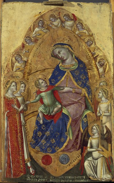 圣凯瑟琳的神秘婚姻 - 木上的蛋彩画 作者 洛伦佐（Lorenzo Veneziano）