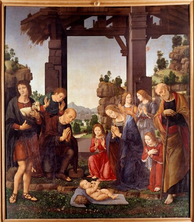 牧羊人的崇拜 由 Lorenzo di Credi (1458-1537) 绘制的 15 世纪太阳。 2,24x1,96 m 佛罗伦萨，galleria degli Uffizi（办公室） 作者 洛伦佐·迪·克雷迪